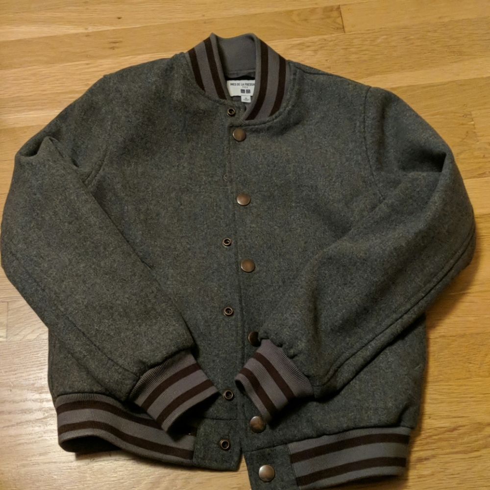 Uniqlo IDLF Varsity Style Bomber Gray sz M
